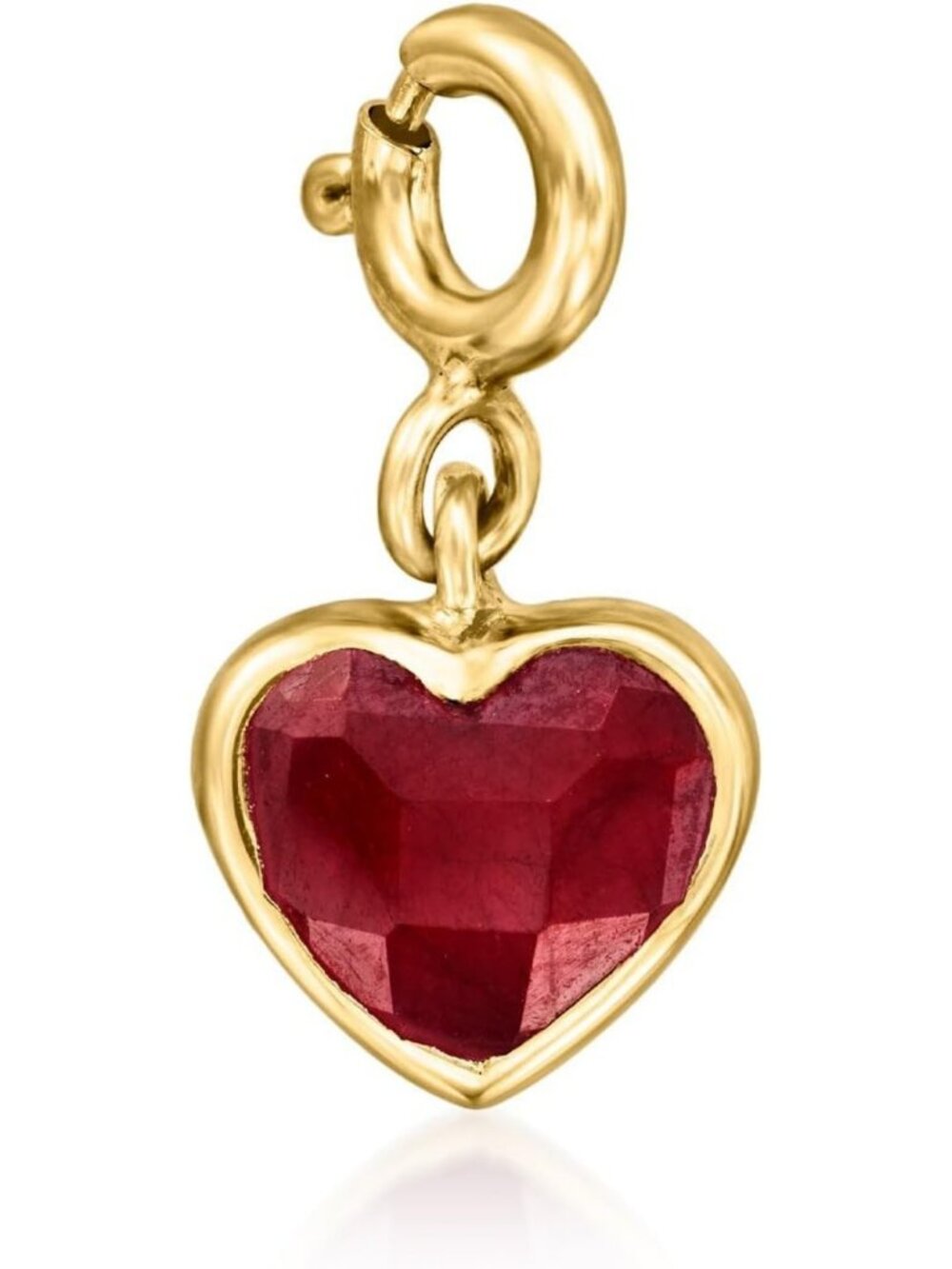 Stunning 2.20 Carat Ruby Heart Charm Pendant in 18K Gold Over Sterling Silver